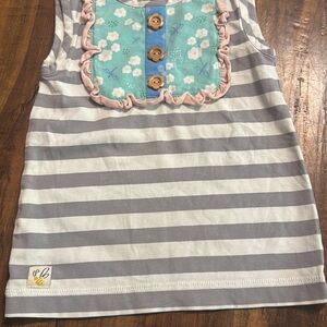 Striped Gray and Blue wildflowers Top